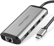 Vention Type-C (USB-C) to HDMI + 3x USB3.0 + TF + SD + RJ45 + 3.5mm + PD - Port replikátor