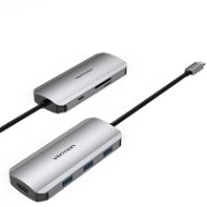 Vention USB-C auf HDMI / 3 x USB 3.0 / SD / TF / PD Docking Station Gray 0.15M Aluminum Alloy Type - Port-Replikator