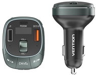 Vention 3-Port USB (C + A + A) Car Charger with FM Transmitter (30W/18W/5W) Black ABS Type - FM Transmitter