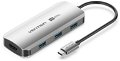 Vention 5-in-1 USB-C to HDMI/USB 3.0 x3/PD Docking Station 0.15M Gray Aluminum Alloy Type