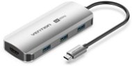 Vention USB-C to HDMI/USB 3.0 x3/PD Docking Station 0.15M Gray Aluminum Alloy Type - Port-Replikator