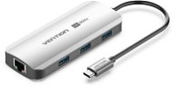 Vention 6-in-1 USB-C to HDMI/USB 3.0 x3/RJ45/PD Docking Station 0.15M Gray Aluminum Alloy Type - Port Replicator