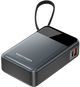 Vention 20000mAh Power Bank (USB-C + USB-C/USB-A) with Built-in USB-C Cable 65W Black LED Display Ty - Power bank