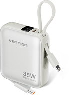 Vention 10000mAh Mini Power Bank (USB-C + USB-C/Lightning) with Built-in USB-C and Lightning Cables - Power Bank