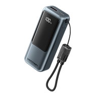 Vention Mini 10000mAh Power Bank (USB-C + USB-A) with Built-in Lanyard 22.5W Grey LED Display Univer - Power Bank