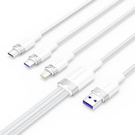 Vention USB 2.0 A Male to 3-in-1 USB-C & Lightning & Micro-B Male 6A Cable 1.5M White Aluminum Alloy - Data Cable