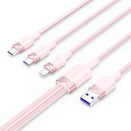 Vention USB 2.0 A Male to 3-in-1 USB-C & Lightning & Micro-B Male 6A Cable 1.5M Pink Aluminum Alloy - Data Cable