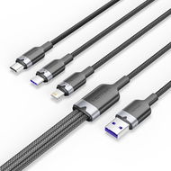 Vention USB 2.0 A Male to 3-in-1 USB-C & Lightning & Micro-B Male 6A Cable 1.5M Black Aluminum Alloy - Datový kabel
