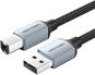 Vention Cotton Braided USB 2.0 A Male to B Male Printer Cable 5m Gray Aluminum Alloy Type - Adatkábel