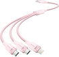 Vention USB 2.0 A Male to 3in1 USB-C, Lightning, Micro-B Male 3A, 1.5 m, Alu. Alloy Type, pink - Adatkábel