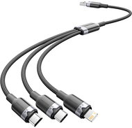 Vention USB 2.0 A Male to 3-in-1 USB-C & Lightning & Micro-B Male 3A Cable 1.5M Black Aluminum Alloy - Datenkabel