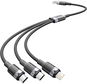 Vention USB 2.0 A Male to 3-in-1 USB-C & Lightning & Micro-B Male 3A Cable 1.5M Black Aluminum Alloy - Adatkábel