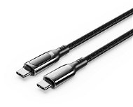 Vention Cotton Braided USB-C 2.0 5A Cable With LED Display 1.2 m Black Zinc Alloy Type - Dátový kábel