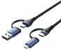 Adatkábel Vention 4-in-1 Cotton Braided USB 2.0 Type-A Male + USB-C Male to USB-C Male + Micro Type-B Male 5 A - Datový kabel