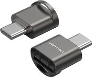 Vention USB 2.0 Type-C MicroSD Card Reader Gray Zinc Alloy Type - Čtečka karet