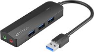 Vention 3-Port USB 3.0 Hub with Sound Card and Power Supply 1m Black - USB Hub