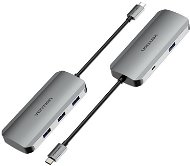 USB Hub Vention USB-C to USB 3.0 x 4 / Micro USB-B Hub 0.15M Gray Aluminum - USB Hub
