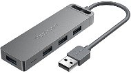USB Hub Vention 4-Port USB 2.0 Hub With Power Supply 0,15 m, szürke - USB Hub