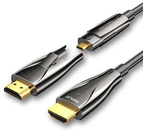 Vention Detachable Optical HDMI-A Male to HDMI-D + HDMI-A Male 4K Cable 10M Black - Videokabel - Hauptbild