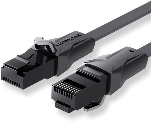 Vention Flat Cat.6 UTP Patch Cable 25m Black - Ethernet Cable - Main image