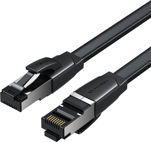 Vention Flat Cat.8 Ethernet Patch Cable 1M Black - Ethernet Cable - Main image