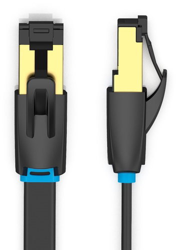 Vention Flat Cat.8 Patch Cable, 2m, Black - Ethernet Cable - Main image