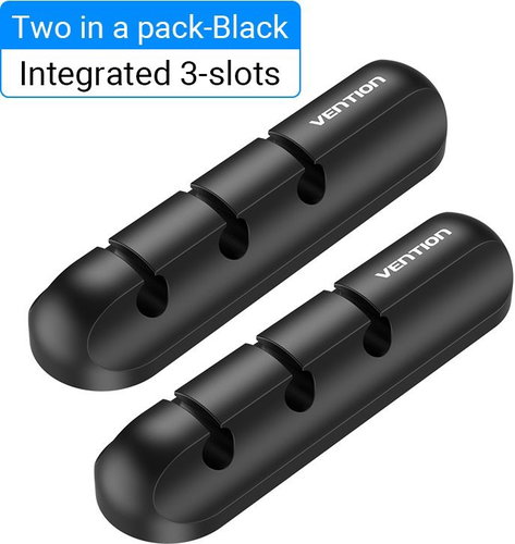 Vention 3 Ports Desktop Cable Manager Black 2 Pack - Cable Organiser - Main image