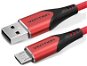 Vention Luxury USB 2.0 -> microUSB Cable 3A Red 2m Aluminum Alloy Type - Datový kabel