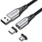 Vention 2-in-1 USB 2.0 to Micro + USB-C Male Magnetic Cable 1m Gray Aluminum Alloy Type - Datenkabel