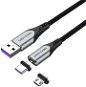 Vention 2-in-1 USB 2.0 to Micro + USB-C Male Magnetic Cable 5A 0.5m Gray Aluminum Alloy Type - Adatkábel