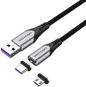 Vention 2-in-1 USB 2.0 to Micro + USB-C Male Magnetic Cable 5A 1.5m Gray Aluminum Alloy Type - Data Cable