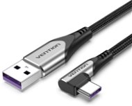 Vention Type-C (USB-C) 90° <-> USB 2.0 5A Cable 0.25M Gray Aluminum Alloy Type - Adatkábel