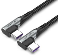 Data Cable Vention Type-C (USB-C) 2.0 to USB-C Dual Right Angle 0.5M Grey Aluminium Alloy Type - Datový kabel