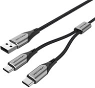 Vention USB 2.0 to Dual USB-C Y-Splitter Cable 0.5m Gray Aluminum Alloy Type - Adatkábel