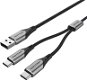 Vention USB 2.0 to Dual USB-C Y-Splitter Cable 1M Gray Aluminum Alloy Type - Dátový kábel