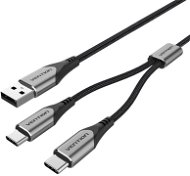 Vention USB 2.0 to Dual USB-C Y-Splitter Cable 1M Gray Aluminum Alloy Type - Datenkabel