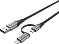 Vention MFi USB 2.0 to 2-in-1 Micro USB & Lightning Cable 0.5m Gray Aluminum Alloy Type - Data Cable