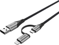 Vention MFi USB 2.0 to 2-in-1 Micro USB & Lightning Cable 0.5m Gray Aluminum Alloy Type - Adatkábel
