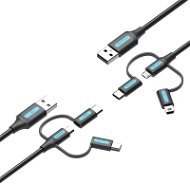 Vention USB 2.0 to 2-in-1 Micro USB & USB-C & Mini USB Cable 0.5M Black PVC Type - Dátový kábel