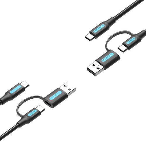 Vention USB-C & USB-A to USB-C Cable 1M Black PVC Type - Data Cable - Main image