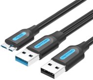 Vention USB 3.0 to Micro USB Cable with USB Power Supply 1m Black PVC Type - Adatkábel
