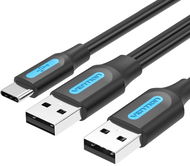 Vention USB 2.0 to USB-C Cable with USB Power Supply 0.5m Black PVC Type - Adatkábel