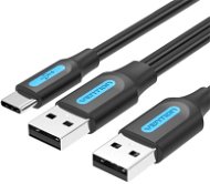 Vention USB 2.0 to USB-C Cable with USB Power Supply 0.5M Black PVC Type - Dátový kábel