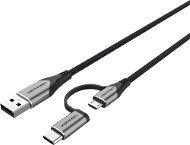 Vention USB 2.0 to 2-in-1 Micro USB & USB-C Cable 0.5m Gray Aluminum Alloy Type - Dátový kábel