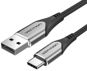 Data Cable Vention Type-C (USB-C) <-> USB 2.0 Cable 3A, Grey, 1.5m, Aluminium Alloy Type - Datový kabel