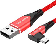 Vention Reversible 90° USB 2.0 -> microUSB Cotton Cable Red 2 m Aluminium Alloy Type - Dátový kábel