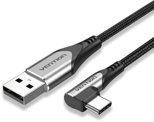 Vention Type-C (USB-C) 90° <-> USB 2.0 Cotton Cable Gray 0.5m Aluminum Alloy Type - Datenkabel - Hauptbild