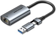 Vention USB-C + USB-A auf Gigabit-Ethernet-Adapter 0,15 m Grau Aluminiumlegierung Typ - Netzwerkkarte