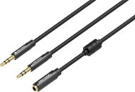 Vention 2x 3.5mm (M) to 4-Pole 3.5mm (F) Stereo Splitter Cable 0.3m Black Metal Type - Átalakító