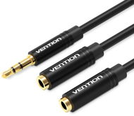 Vention 3,5 mm Male to 2× 3,5 mm Female Stereo Splitter Cable 0,3 m Black Metal Type - Redukcia